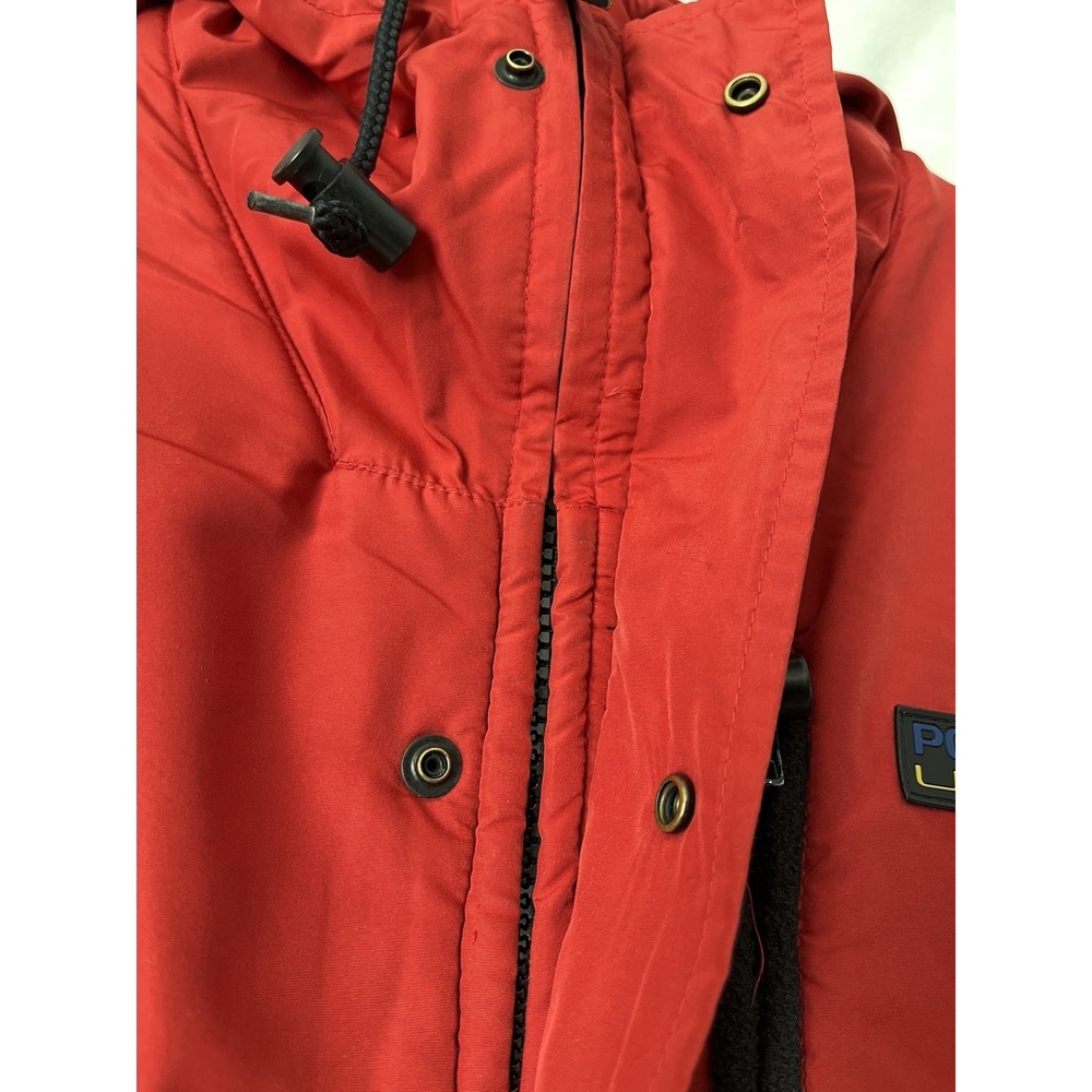 Polo Sport Ralph Lauren Jacket Men L Red Black Fleece Nylon Hooded Vintage 90s - Picture 6 of 16